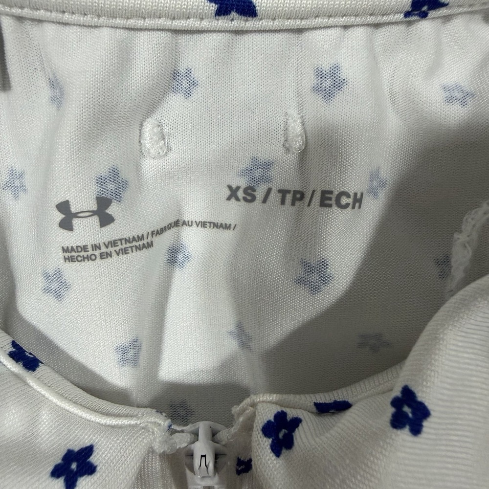 Under Armour Tank Top Golf Womens XS White Floral 1/4 Zip Sleeveless Lightweight - Picture 3 of 7